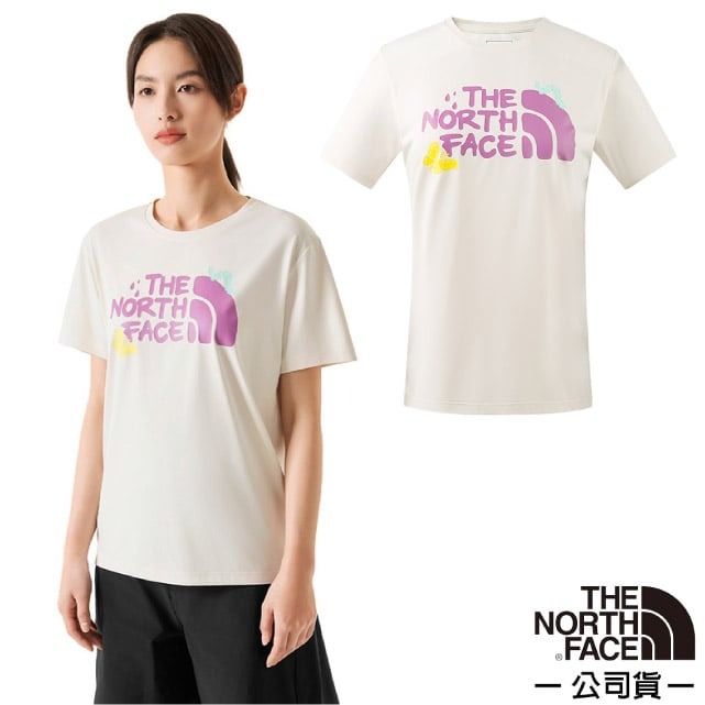 【The North Face】女  吸濕透氣排汗短袖圓領T恤.休閒套頭衫.運動上衣/88H2-QLI 沙丘白✿30E010